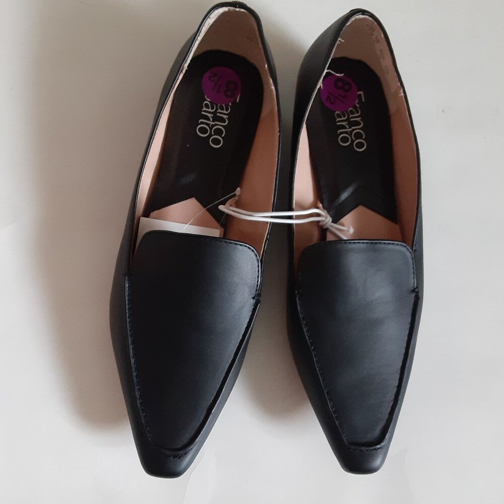 Franco Sarto Black Pointed Leather Loafers